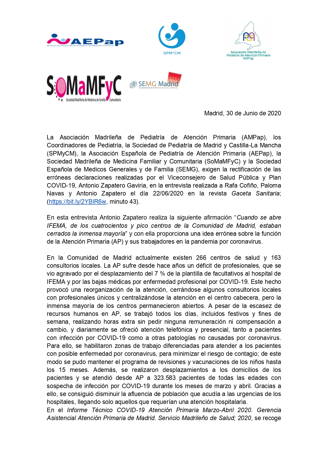 Desde Ampap Aepap Spmycm Somamfyc Y Semg Exigimos Rectificaci N Al